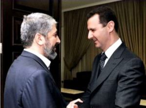 Khaled Mashal (sebelum berkhianat) dan Bashar Assad